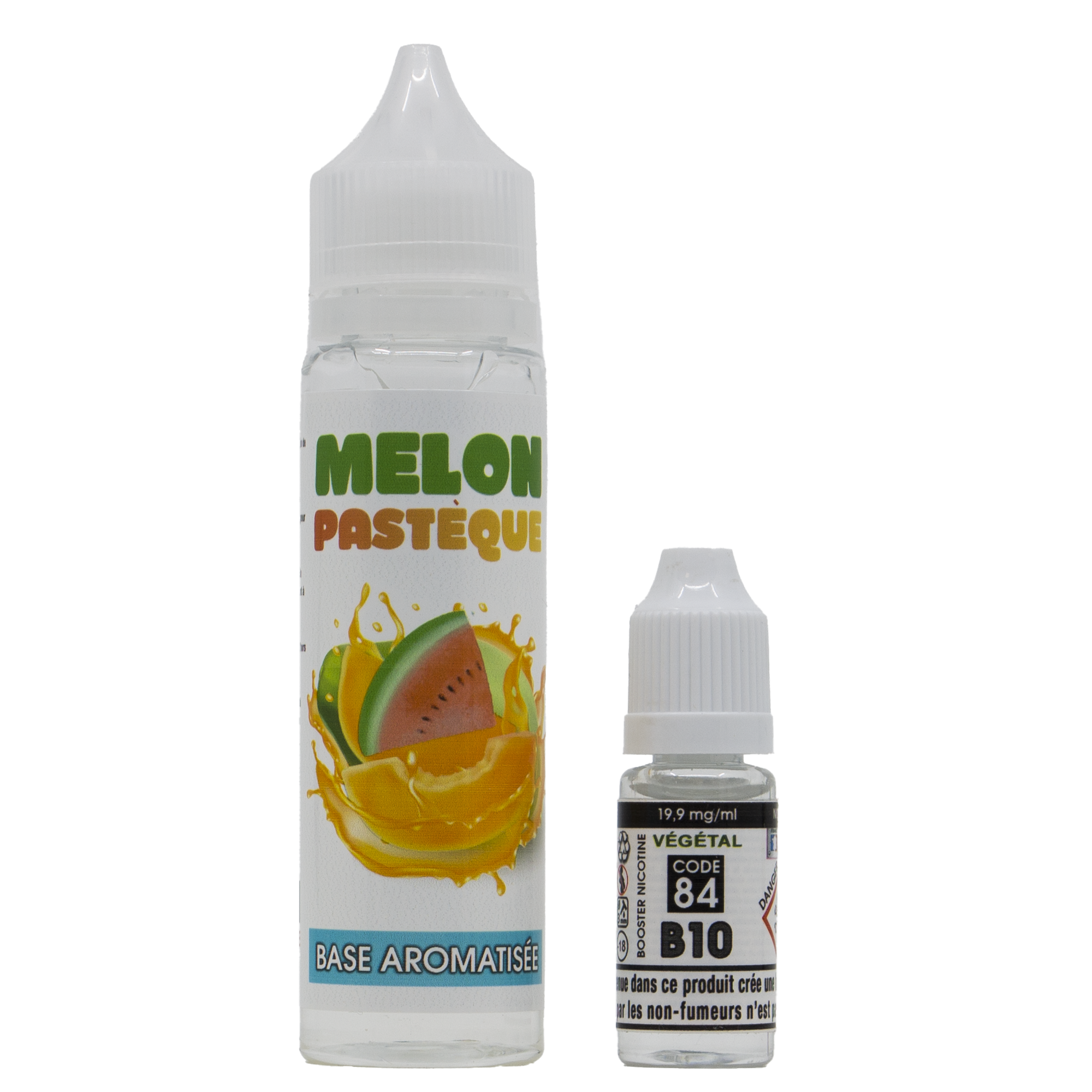 E-liquide 50 ml Melon Pasteque Végétal Code 84 + booster E-liquide 50 ml Melon Pasteque Végétal Code 84 + booster